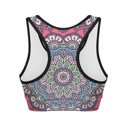 Pastel Mandala Bohemian Pattern Print Women's Sports Bra