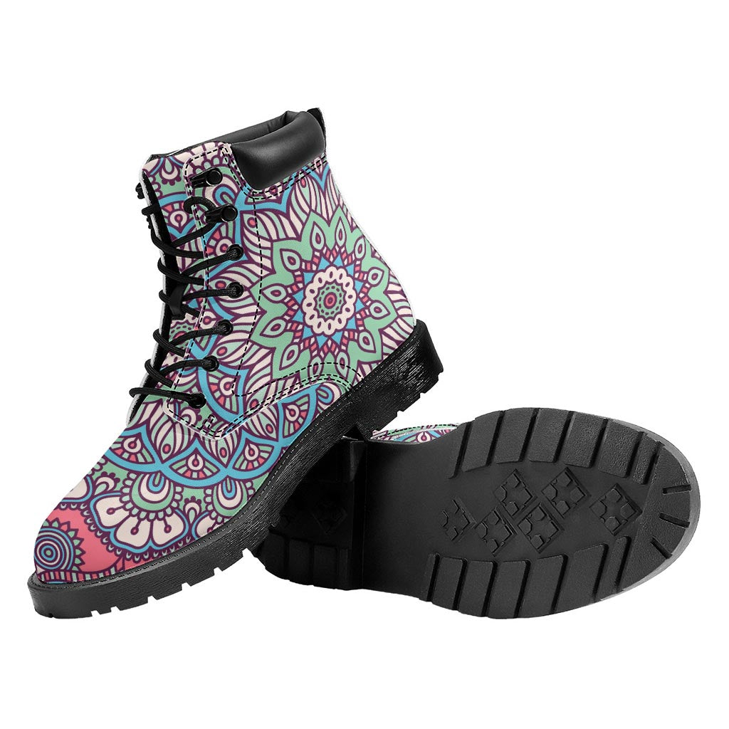 Pastel Mandala Bohemian Pattern Print Work Boots