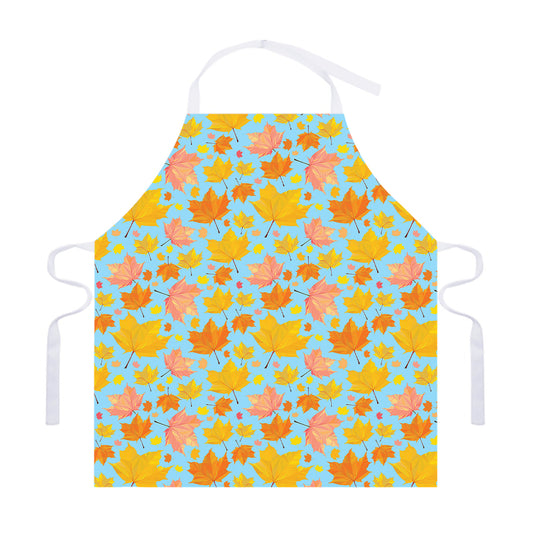 Pastel Maple Leaves Pattern Print Adjustable Apron