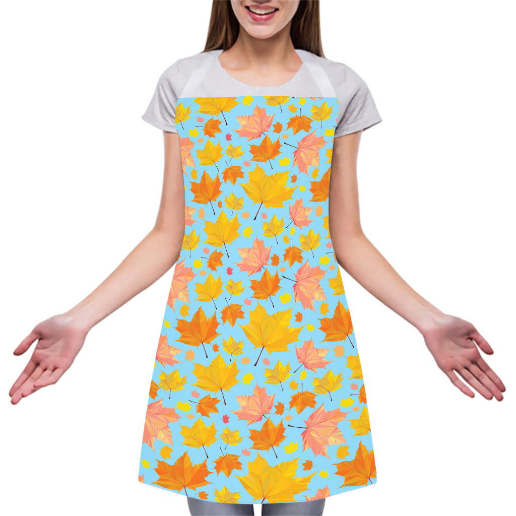 Pastel Maple Leaves Pattern Print Adjustable Apron