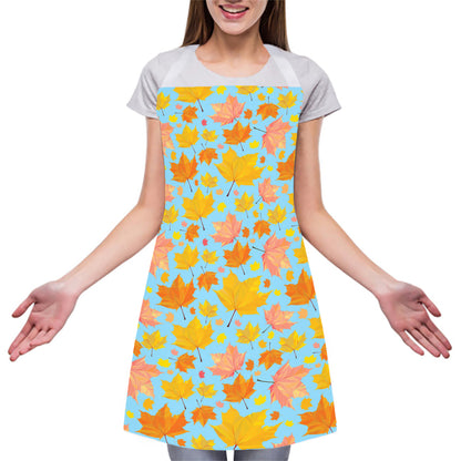 Pastel Maple Leaves Pattern Print Adjustable Apron