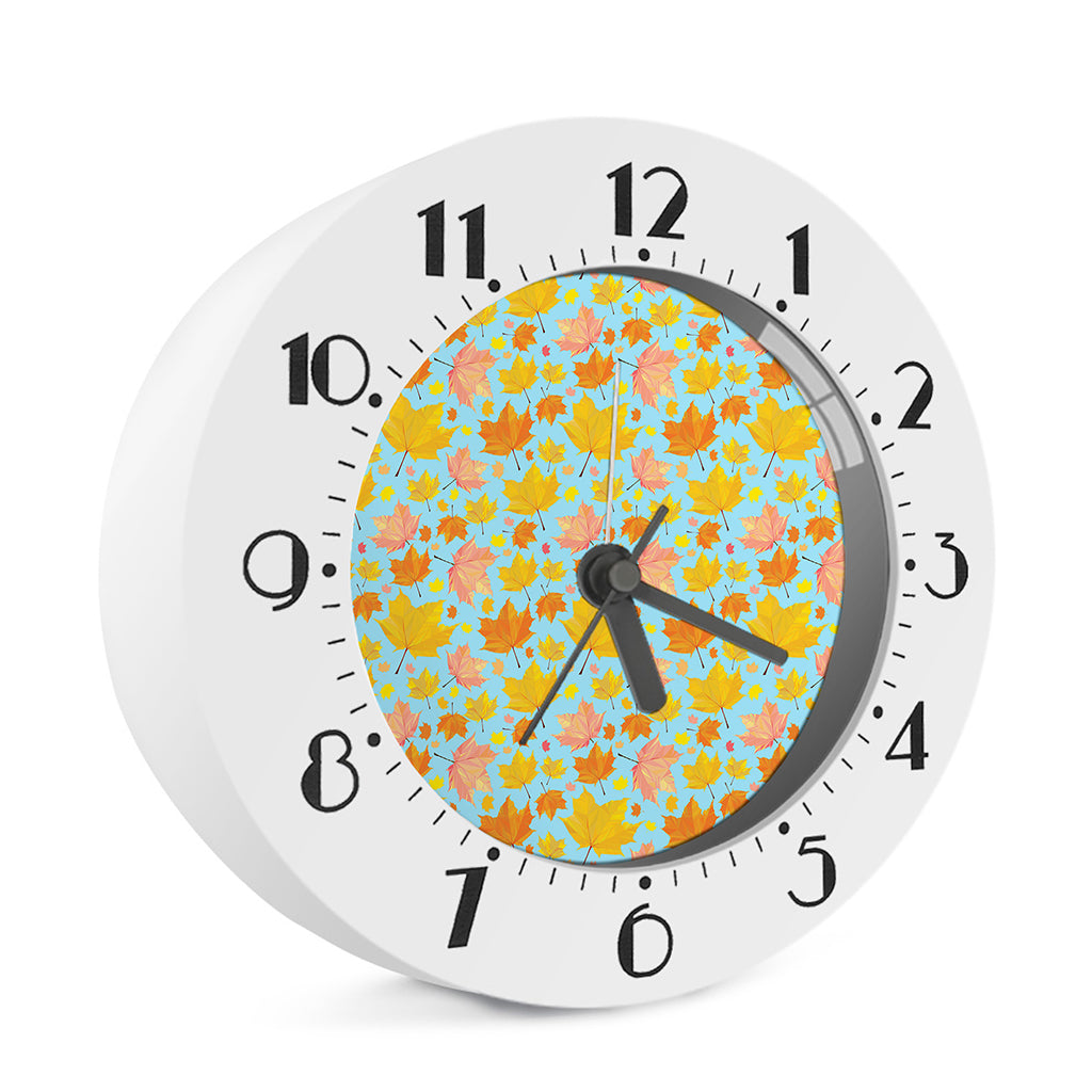 Pastel Maple Leaves Pattern Print Alarm Clock