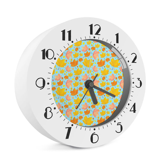 Pastel Maple Leaves Pattern Print Alarm Clock