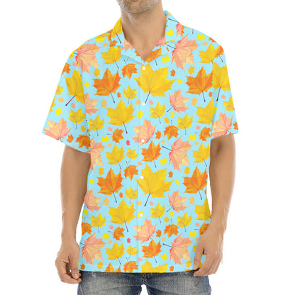Pastel Maple Leaves Pattern Print Aloha Shirt