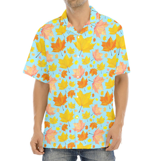 Pastel Maple Leaves Pattern Print Aloha Shirt