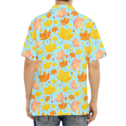 Pastel Maple Leaves Pattern Print Aloha Shirt