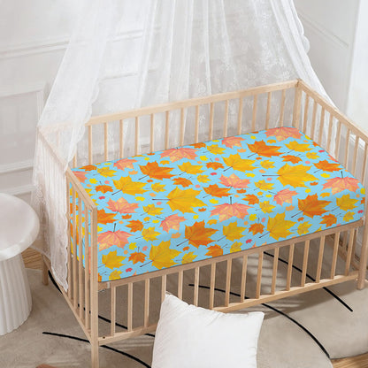 Pastel Maple Leaves Pattern Print Baby Crib Sheet