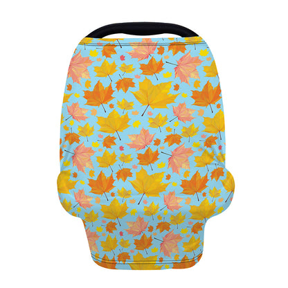 Pastel Maple Leaves Pattern Print Baby Seat Cover