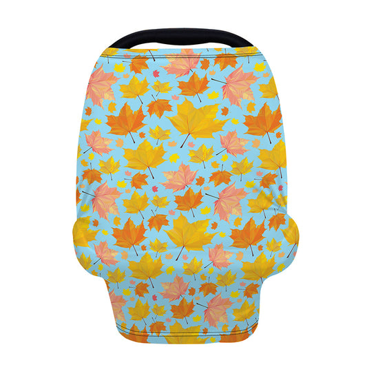 Pastel Maple Leaves Pattern Print Baby Seat Cover