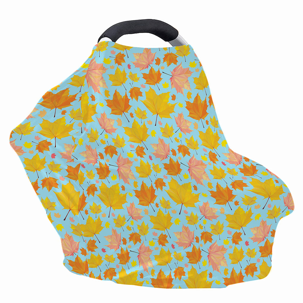 Pastel Maple Leaves Pattern Print Baby Seat Cover