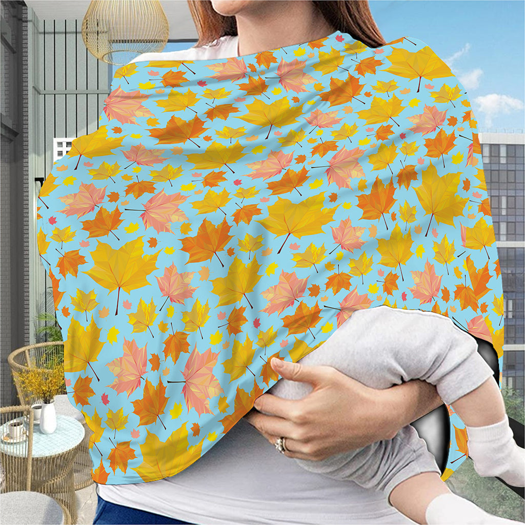 Pastel Maple Leaves Pattern Print Baby Seat Cover
