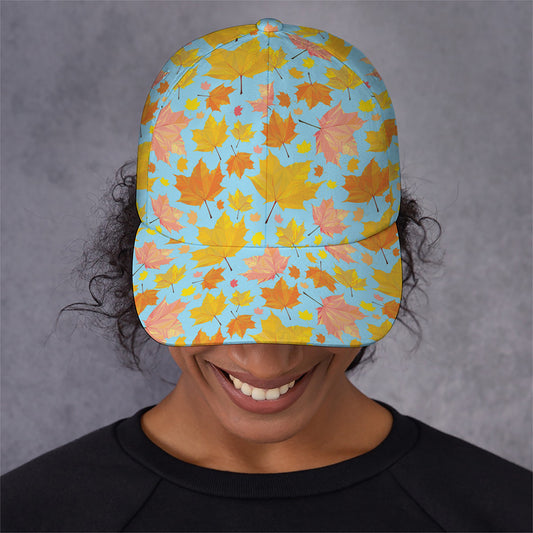 Pastel Maple Leaves Pattern Print Baseball Cap