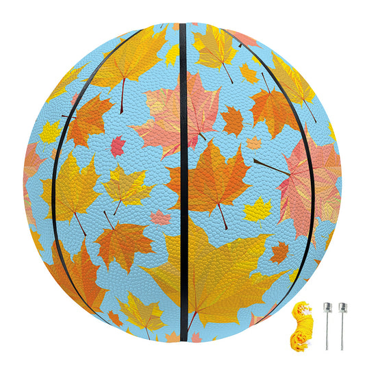 Pastel Maple Leaves Pattern Print Basketball