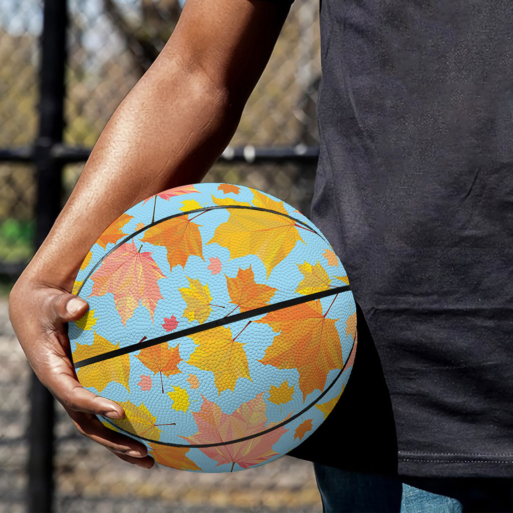 Pastel Maple Leaves Pattern Print Basketball