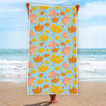 Pastel Maple Leaves Pattern Print Beach Towel