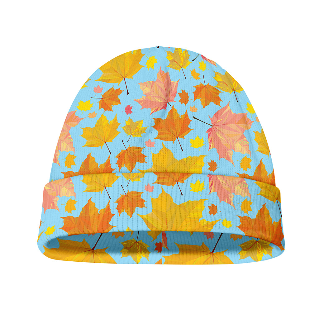 Pastel Maple Leaves Pattern Print Beanie