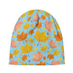 Pastel Maple Leaves Pattern Print Beanie