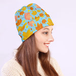 Pastel Maple Leaves Pattern Print Beanie