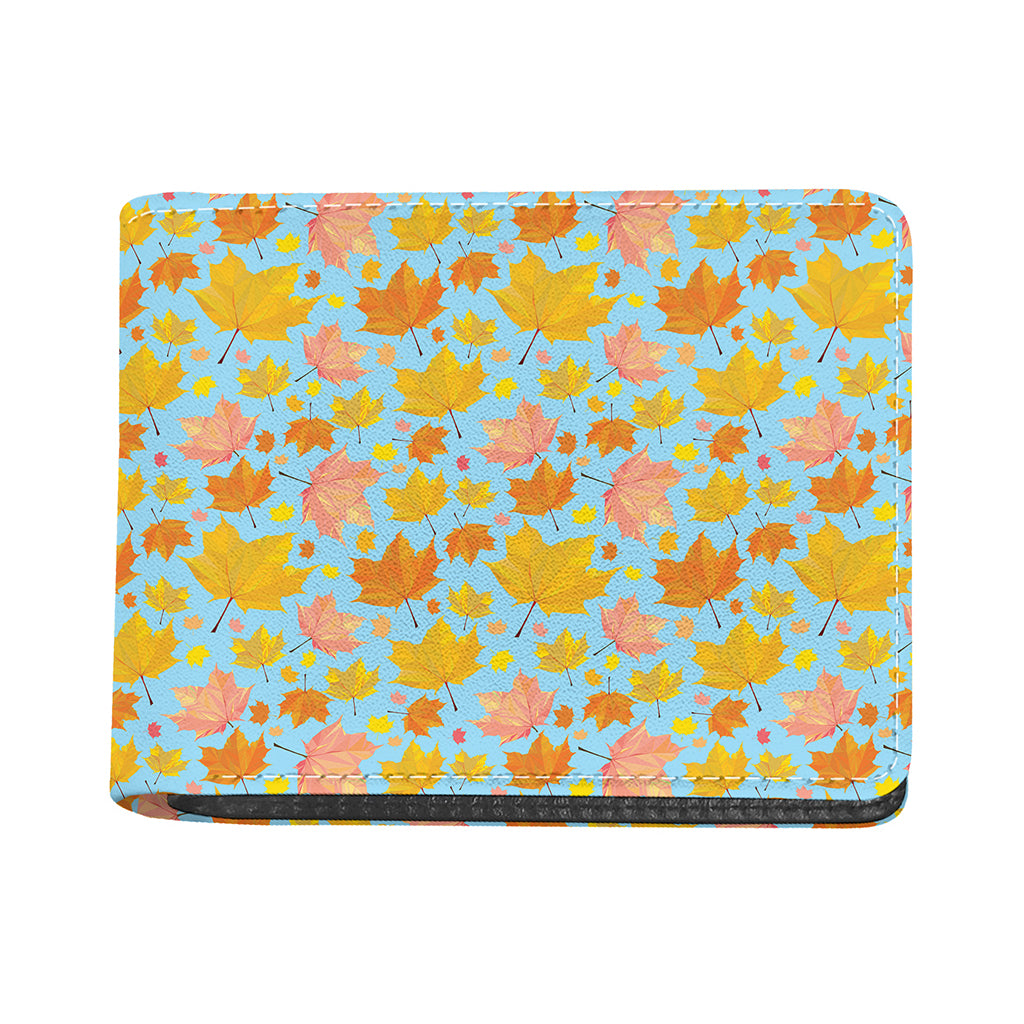 Pastel Maple Leaves Pattern Print Bifold Wallet
