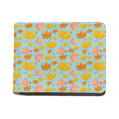 Pastel Maple Leaves Pattern Print Bifold Wallet