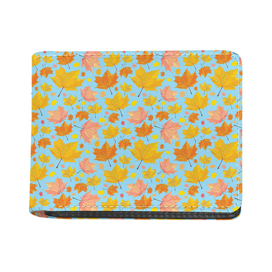 Pastel Maple Leaves Pattern Print Bifold Wallet