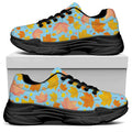 Pastel Maple Leaves Pattern Print Black Chunky Shoes