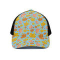 Pastel Maple Leaves Pattern Print Black Mesh Trucker Hat