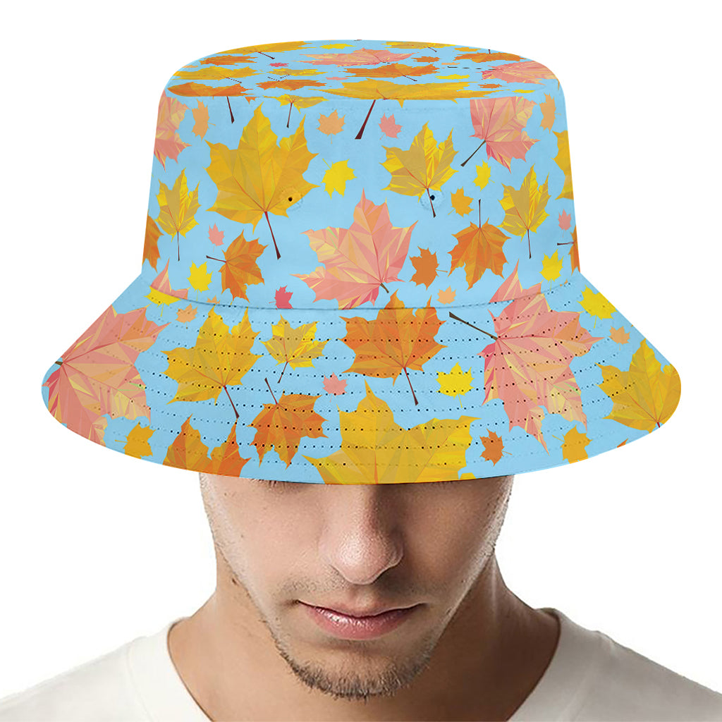 Pastel Maple Leaves Pattern Print Bucket Hat