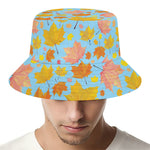 Pastel Maple Leaves Pattern Print Bucket Hat