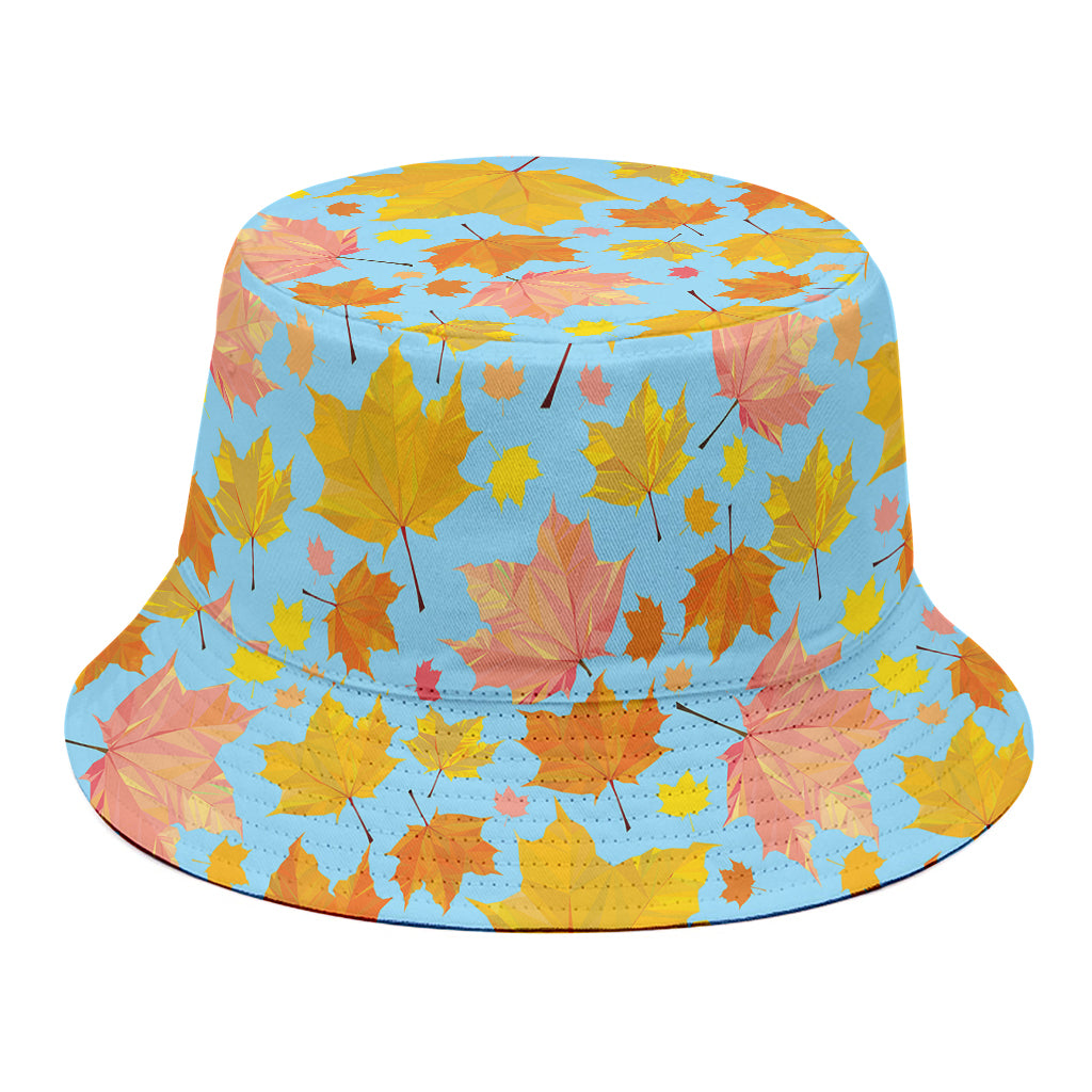 Pastel Maple Leaves Pattern Print Bucket Hat