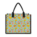 Pastel Maple Leaves Pattern Print Canvas Tote Bag