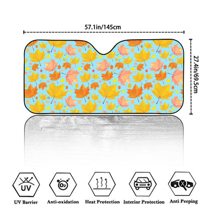 Pastel Maple Leaves Pattern Print Car Windshield Sun Shade