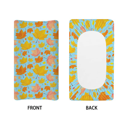Pastel Maple Leaves Pattern Print Changing Pad Cover