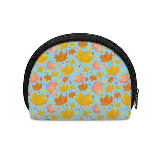 Pastel Maple Leaves Pattern Print Coin Purse