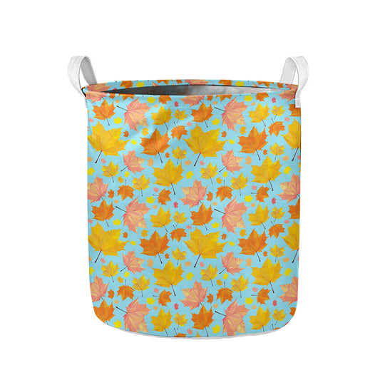 Pastel Maple Leaves Pattern Print Collapsible Laundry Basket