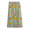 Pastel Maple Leaves Pattern Print Cotton Front Slit Maxi Skirt