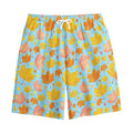 Pastel Maple Leaves Pattern Print Cotton Shorts