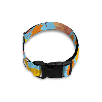 Pastel Maple Leaves Pattern Print Dog Collar