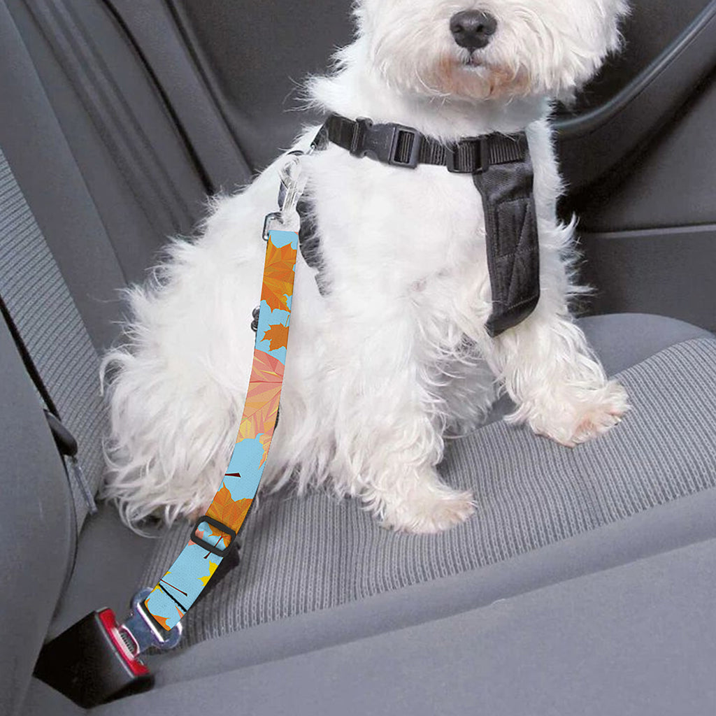 Pastel Maple Leaves Pattern Print Dog Seat Belt