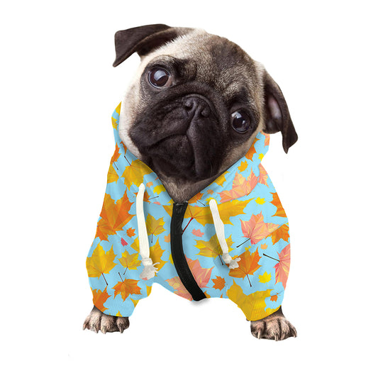 Pastel Maple Leaves Pattern Print Dog Zip Up Hoodie