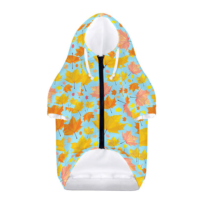 Pastel Maple Leaves Pattern Print Dog Zip Up Hoodie