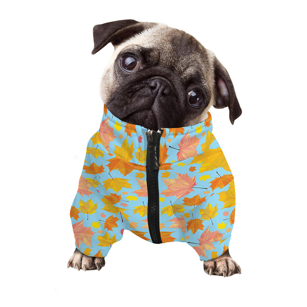 Pastel Maple Leaves Pattern Print Dog Zip Up Jacket