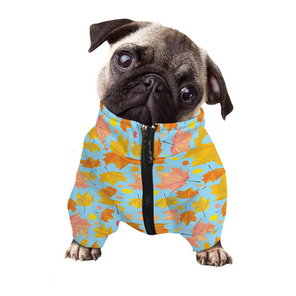 Pastel Maple Leaves Pattern Print Dog Zip Up Jacket