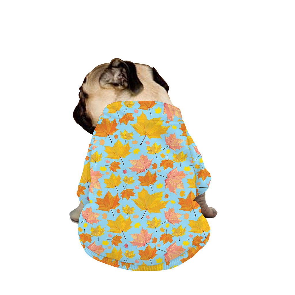 Pastel Maple Leaves Pattern Print Dog Zip Up Jacket
