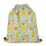Pastel Maple Leaves Pattern Print Drawstring Bag