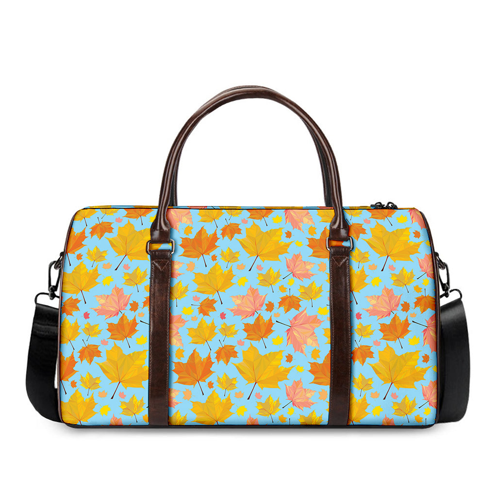 Pastel Maple Leaves Pattern Print Duffle Bag
