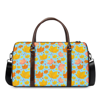 Pastel Maple Leaves Pattern Print Duffle Bag