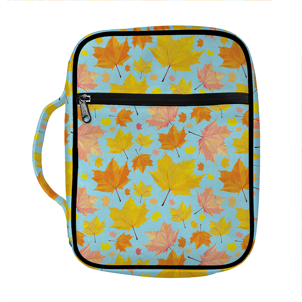 Pastel Maple Leaves Pattern Print Front Pocket Bible Bag