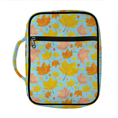 Pastel Maple Leaves Pattern Print Front Pocket Bible Bag