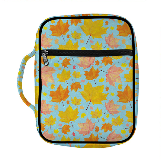 Pastel Maple Leaves Pattern Print Front Pocket Bible Bag